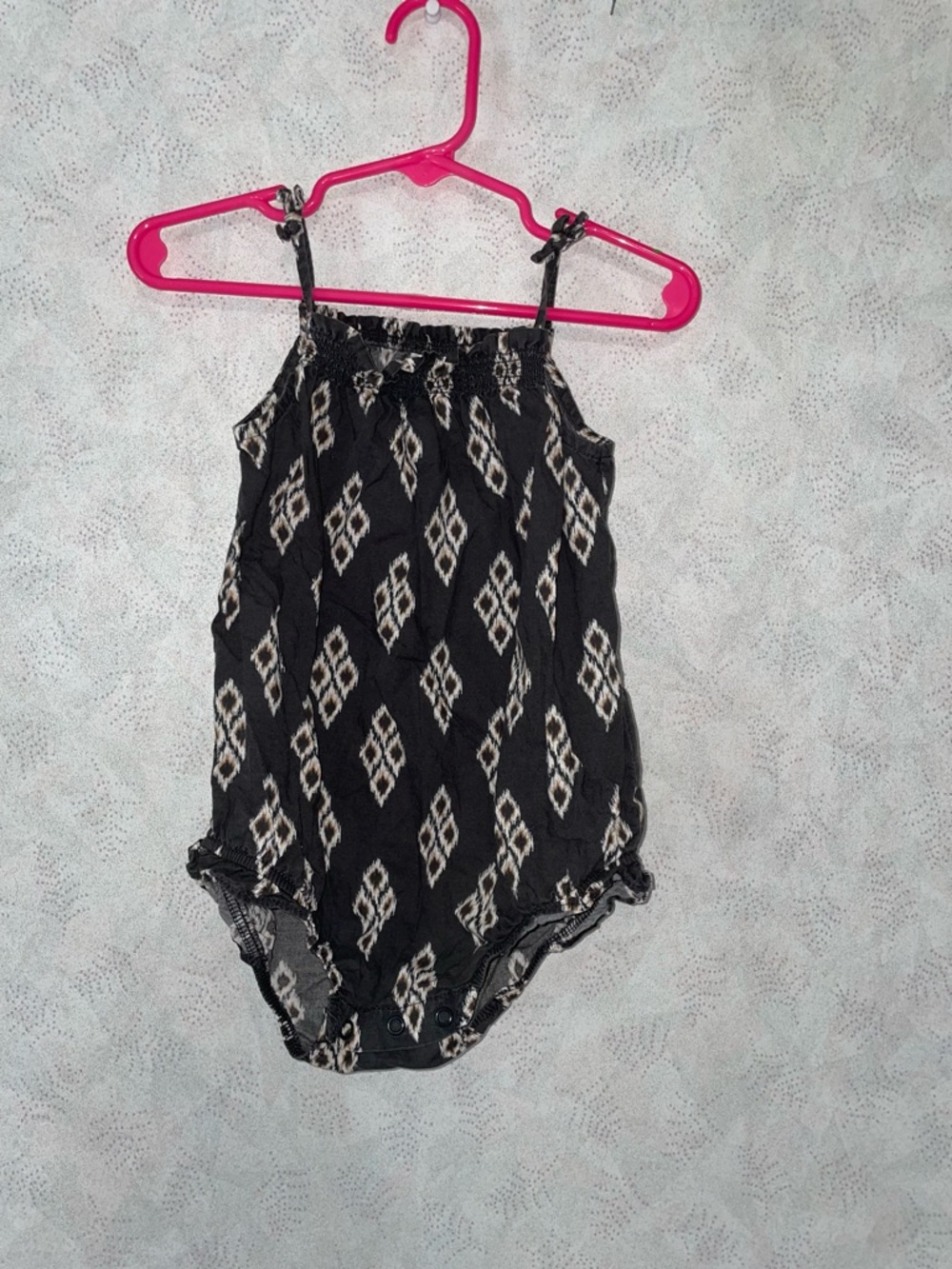 Carter's Black & Cream Printed Tie-Strap Romper